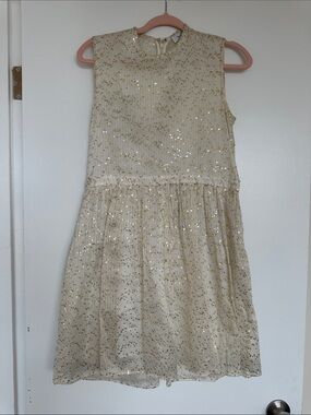 Carven Cream and Gold Sequin Party Dress